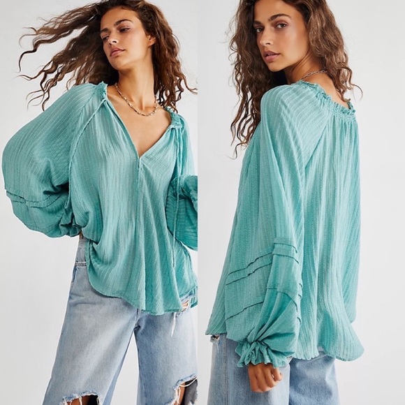 Out Of Town Top in Blue Jade Free People Color:Blue Jade - Picture 7 of 10